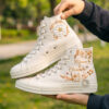 Autumn Leaf Wedding Converse, Personalized Bridal Canvas High Tops