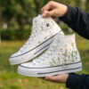 Daisy Wedding Converse, Custom Bridal Platform Canvas High Tops