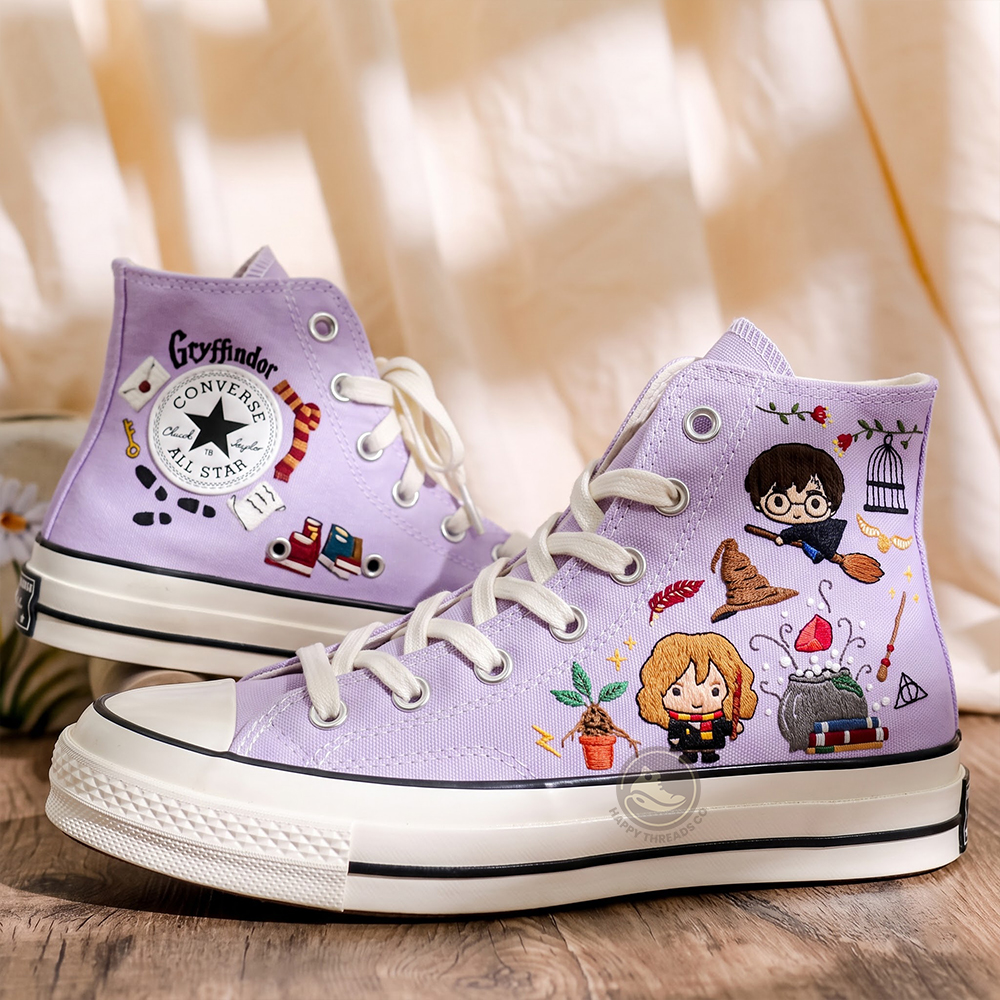 Wizard School Converse, Magical Fantasy Embroidered Sneakers