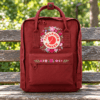 Floral Wreath Kanken Backpack, Pink Rose Embroidered Rucksack