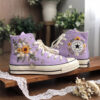 Sunflower Bouquet Converse, White Daisy Embroidered Sneakers