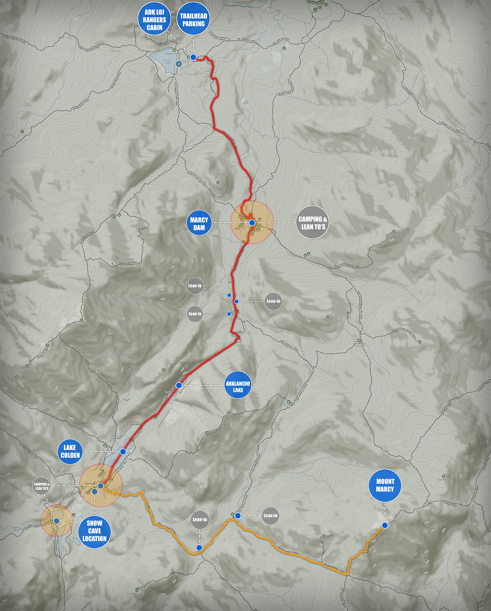 Mount Marcy Map Adk Winter.