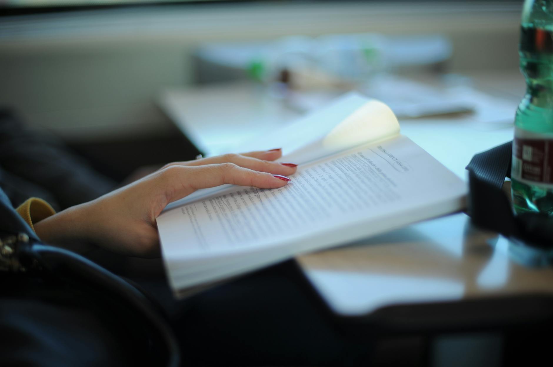 woman reading her notes