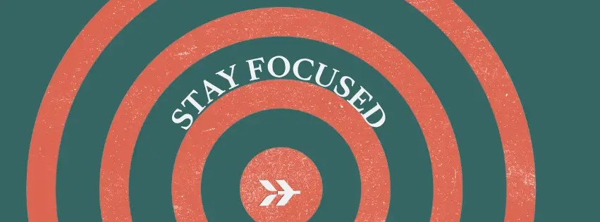 Text: Stay focused; the Hardly logo is in the center of the bullseye