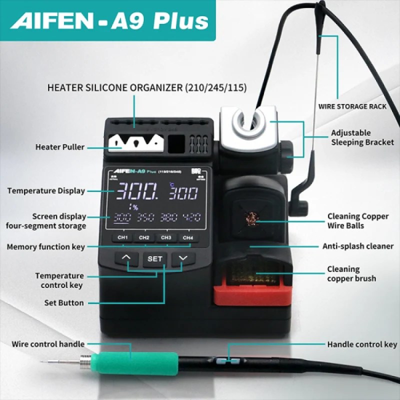 AIFEN A9 Plus + 4 Memory Channels  - محطة تلحيم مع قنوات الذاكرة