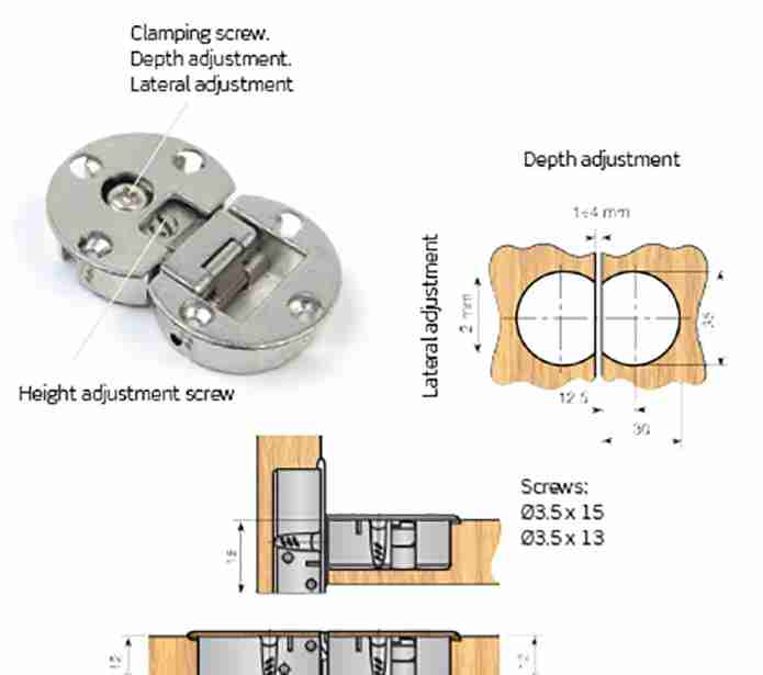 INDAUX BRAND FLAP HINGE FOR DROP FRONT DESK AND KEYBOARD TRAYS H313012N