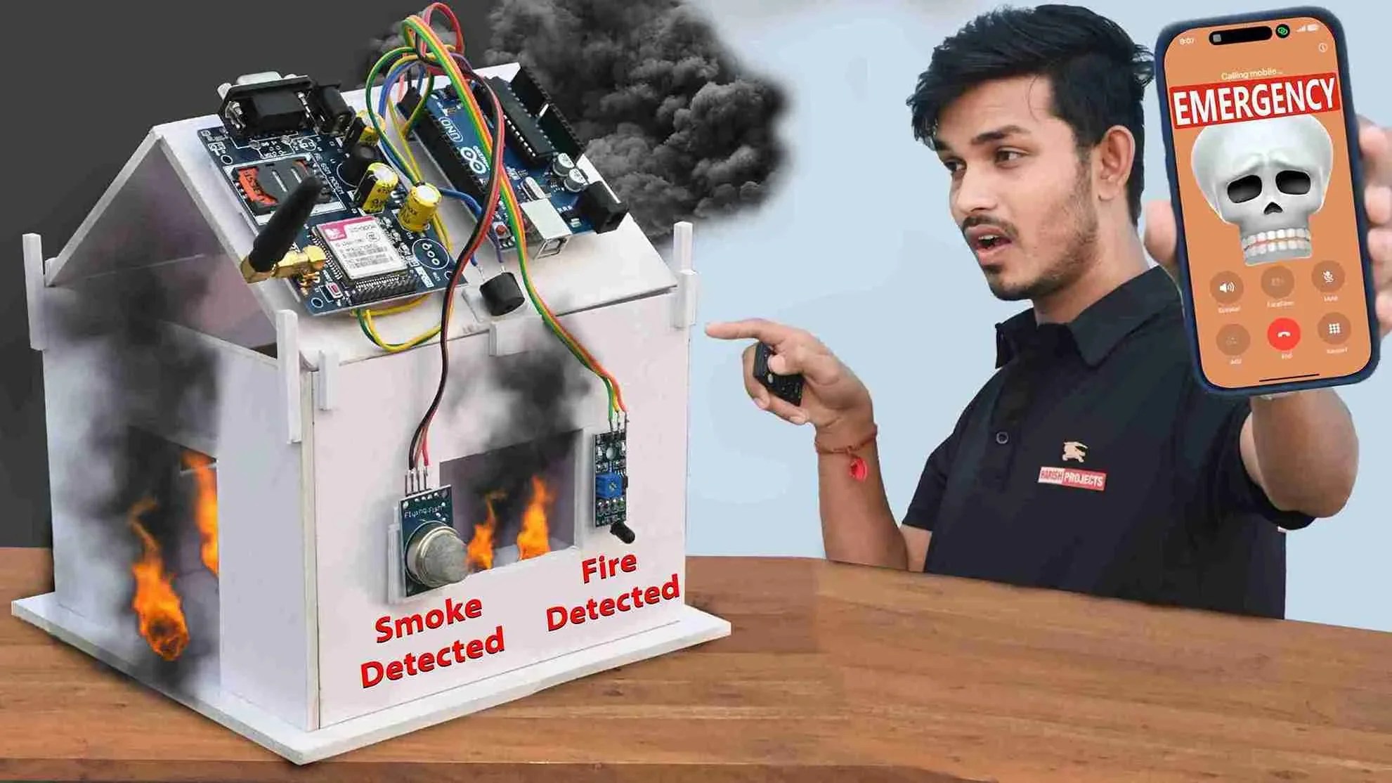 Automatic Call & SMS When House In Fire | GSM Based Arduino Project ...