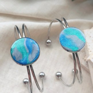 Blue Silver Bangle