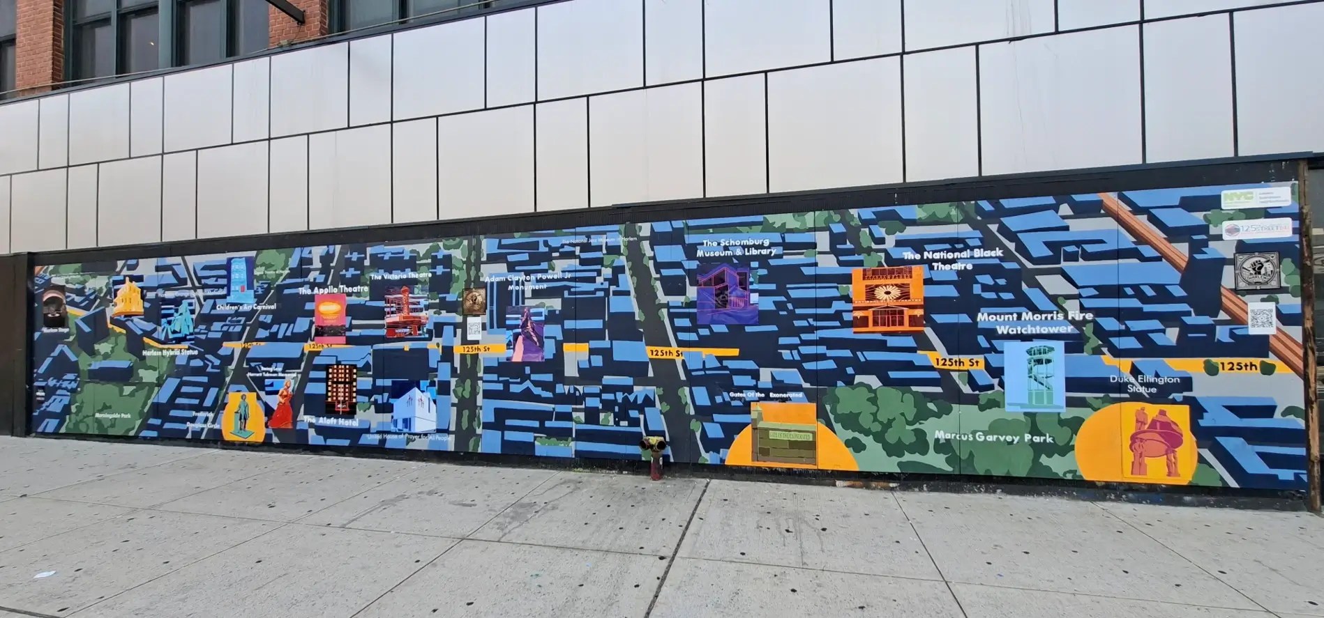 Harlem Wayfinding cultural mural on Frederick Douglass Blvd