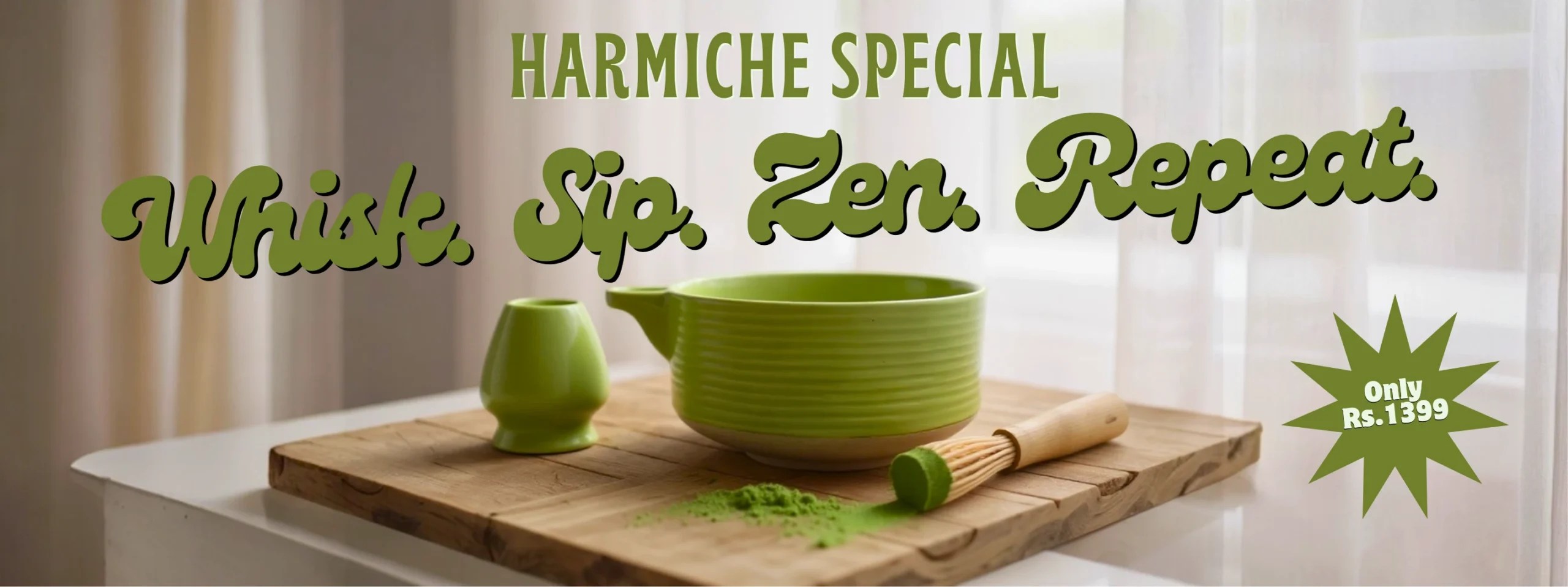 Matcha Bowl with Whisk Holder by Harmiche – Handmade Ceramic Matcha Tea Set for Whisk & Brewing, Green Glaze
