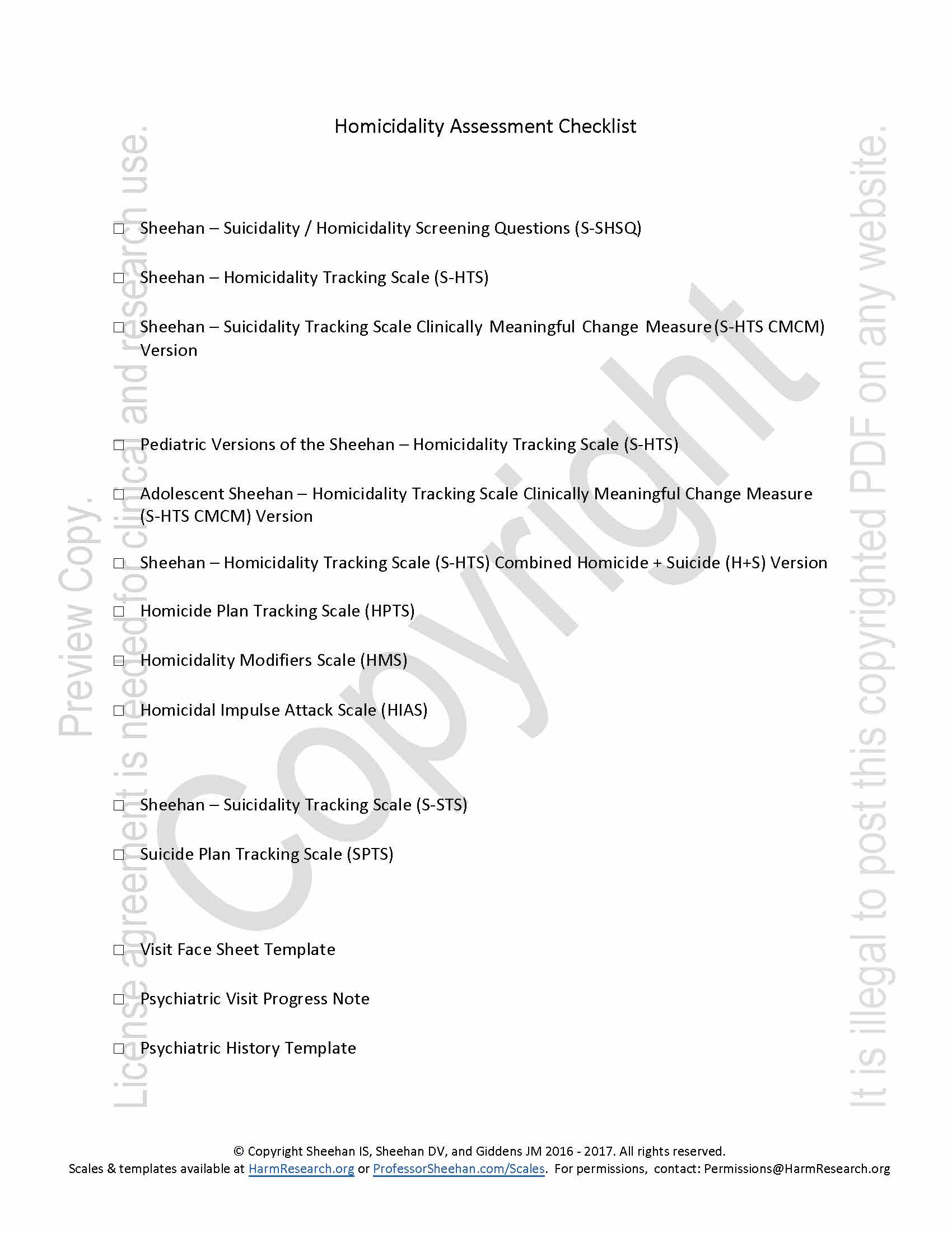 Homicidality Assessment Checklist - DASH Neuroscience