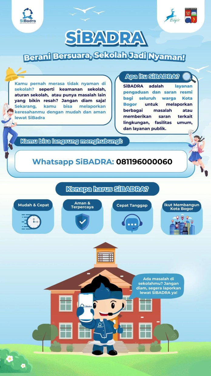 Diskominfo Kota Bogor Pemkot Bogor melalui Diskominfo memperkenalkan platform Sibadra sebagai kanal pengaduan yang ramah anak, memastikan setiap aspirasi didengar dan ditindaklanjuti dengan cepat. Foto: Diskominfo Kota Bogor