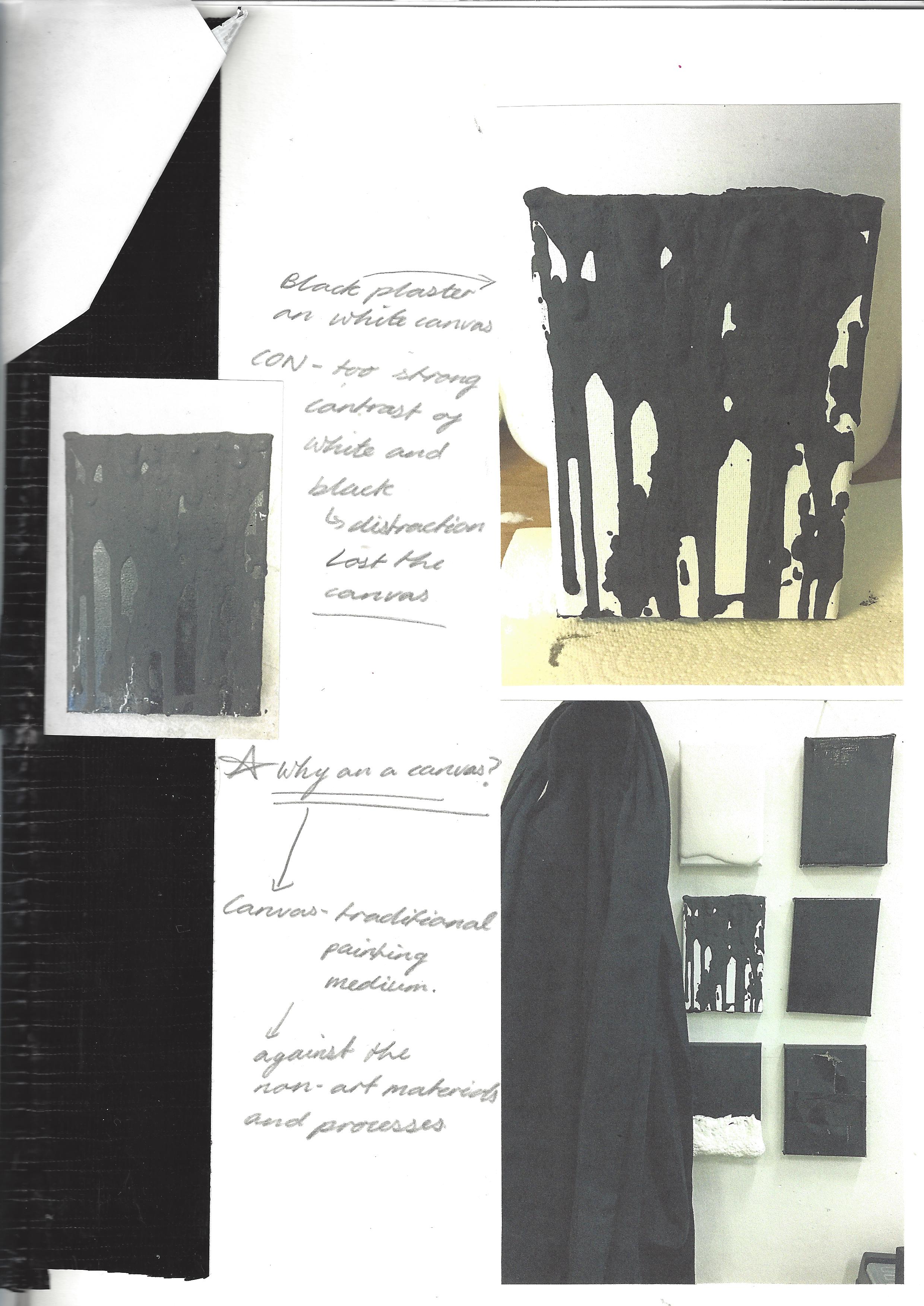 Using my black plaster recipe on test canvases.