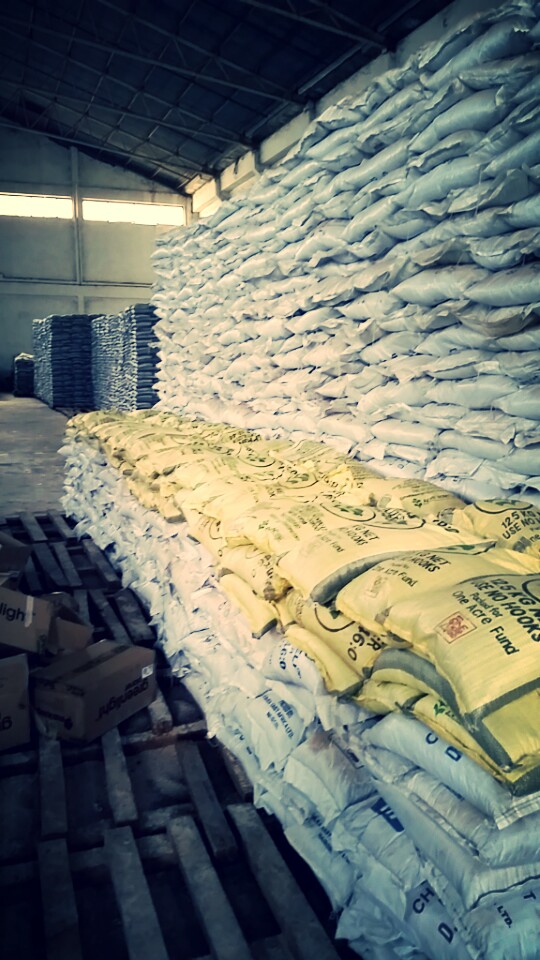 Bags of grains in OAF warehouse