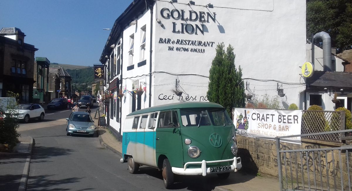 Van outside Golden Lion