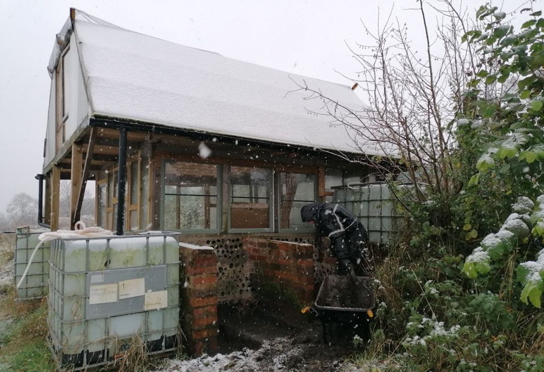 Greenhouse in snow Greenhouse in snow