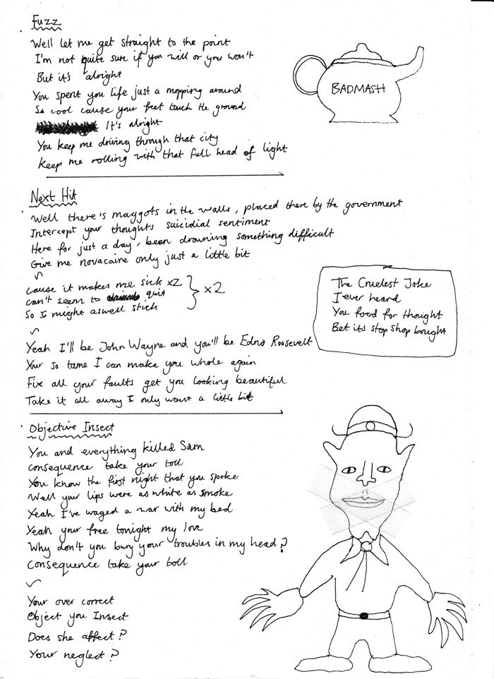 Lyric sheet back