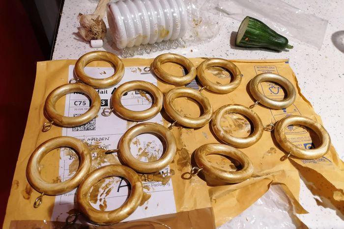 Golden curtain rings Golden curtain rings