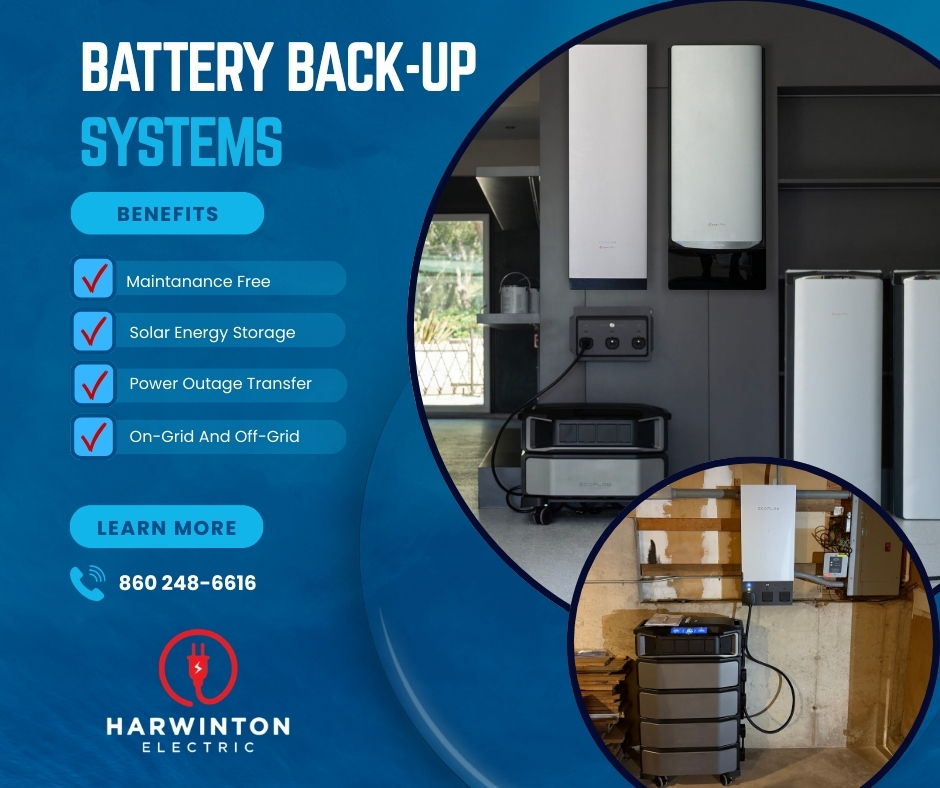 Home battery backup system installed by Harwinton Electric