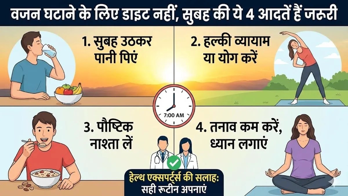 Weight Loss: वजन घटाने के लिए डाइट नहीं, सुबह की ये 4 आदतें बदल देंगी आपका शरीर - symbolic image by gemini