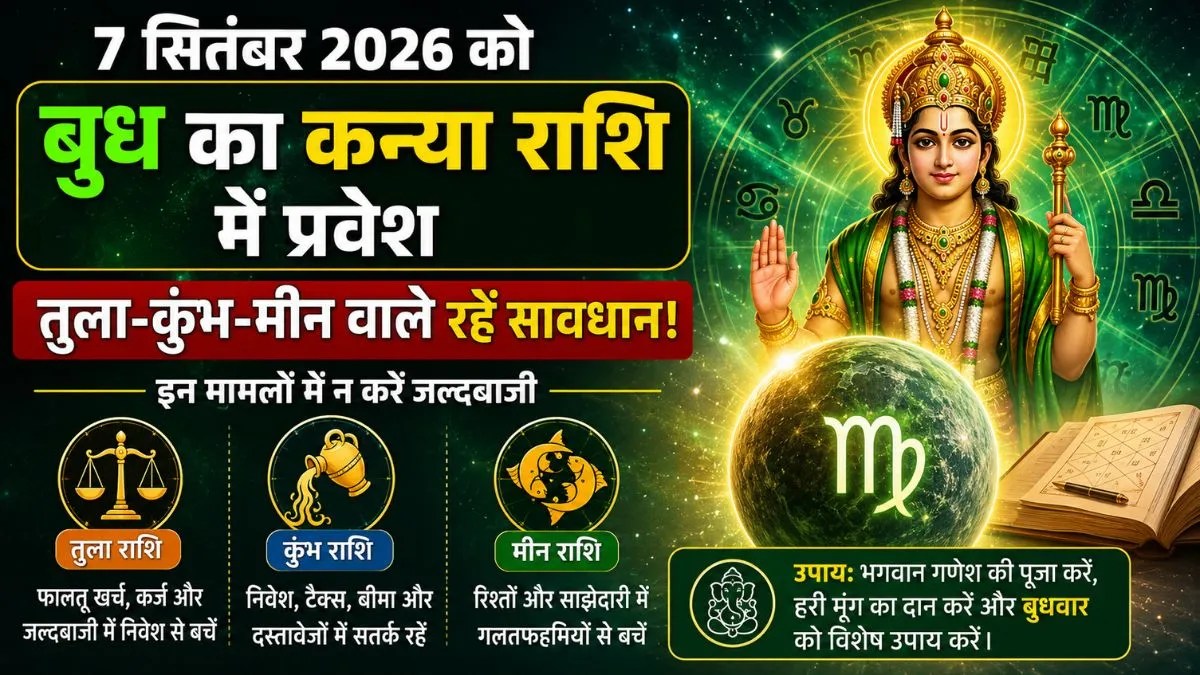 7 सितंबर को कन्या राशि में जाएंगे बुध, तुला-कुंभ-मीन वालों को इन मामलों में रहना होगा सावधान