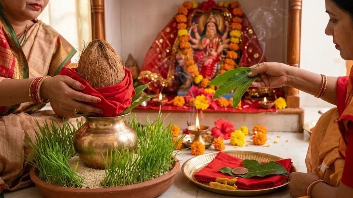 दुर्गा विसर्जन पर कलश के जल और सिक्के का क्या करें? नवग्रह दोष दूर करने के ज्योतिषीय उपाय | durga-visarjan-kalash-samagri-astrological-benefits-puja-vidhi
