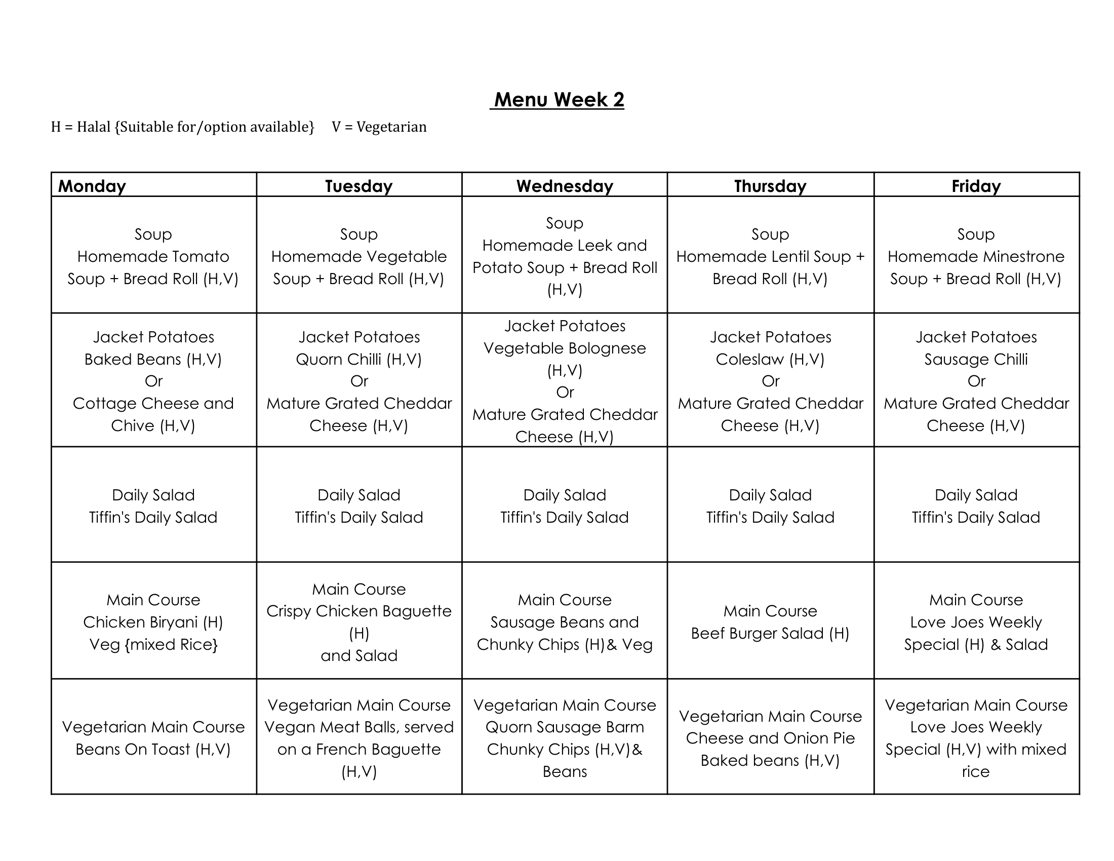 HHS Menu Week 2 1