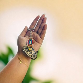 Wooden Keyring Rickshaw