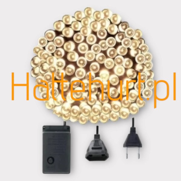 LAMPKI CHOINKOWE 300 LED CIEPŁO BIAŁE 12 SZT