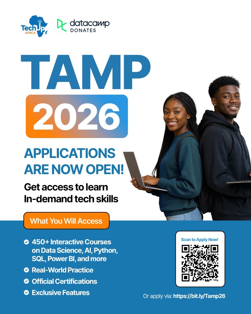 TechUp Africa TAMP  Free DataCamp Tech Skills 2026