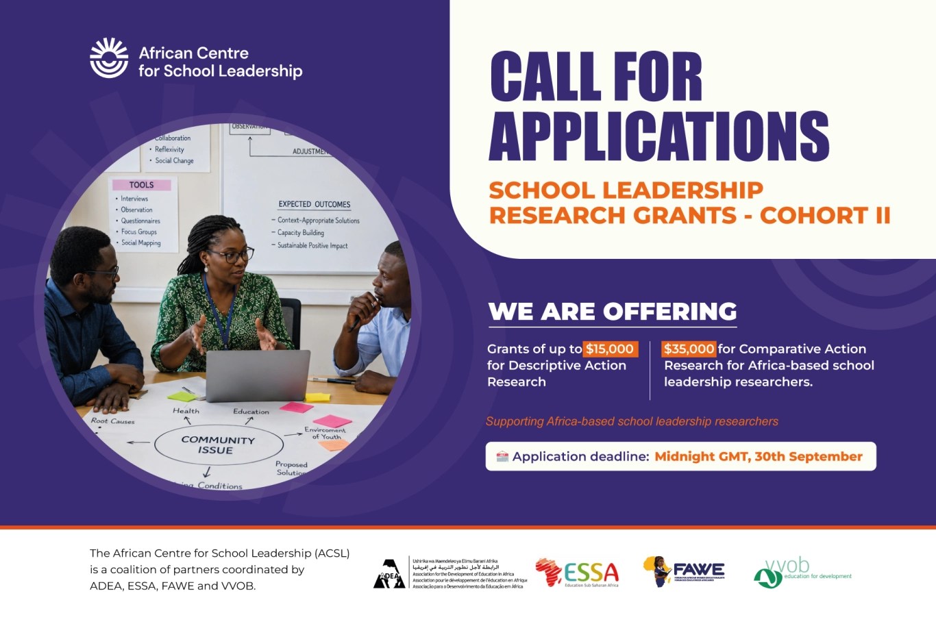 African Centre for School Leadership (ACSL) Research Grants in Africa - Cohort II (2026/2027) Grants Up $ 50,000