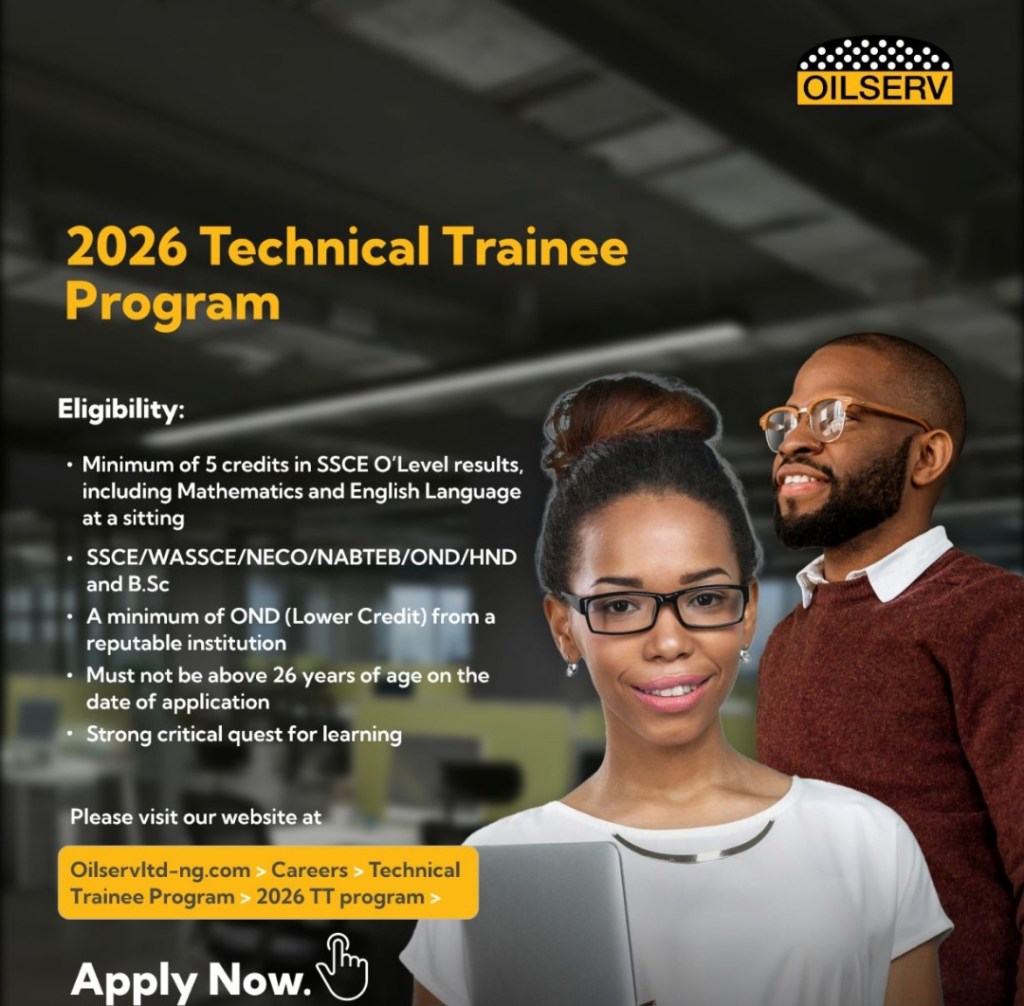 2026 Oilserv Technical Trainee Programme for Young Nigerians