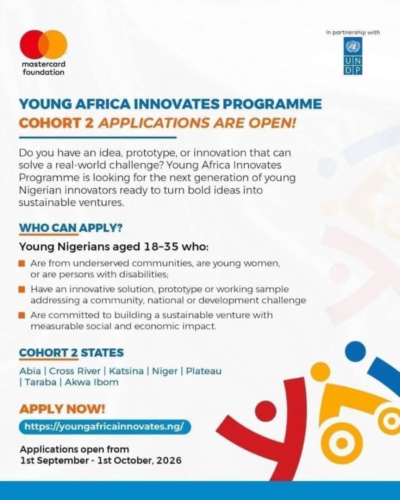 Young Africa Innovates Programme 2026 cohort 2 powered by UNDP and Mastercard Foundation
