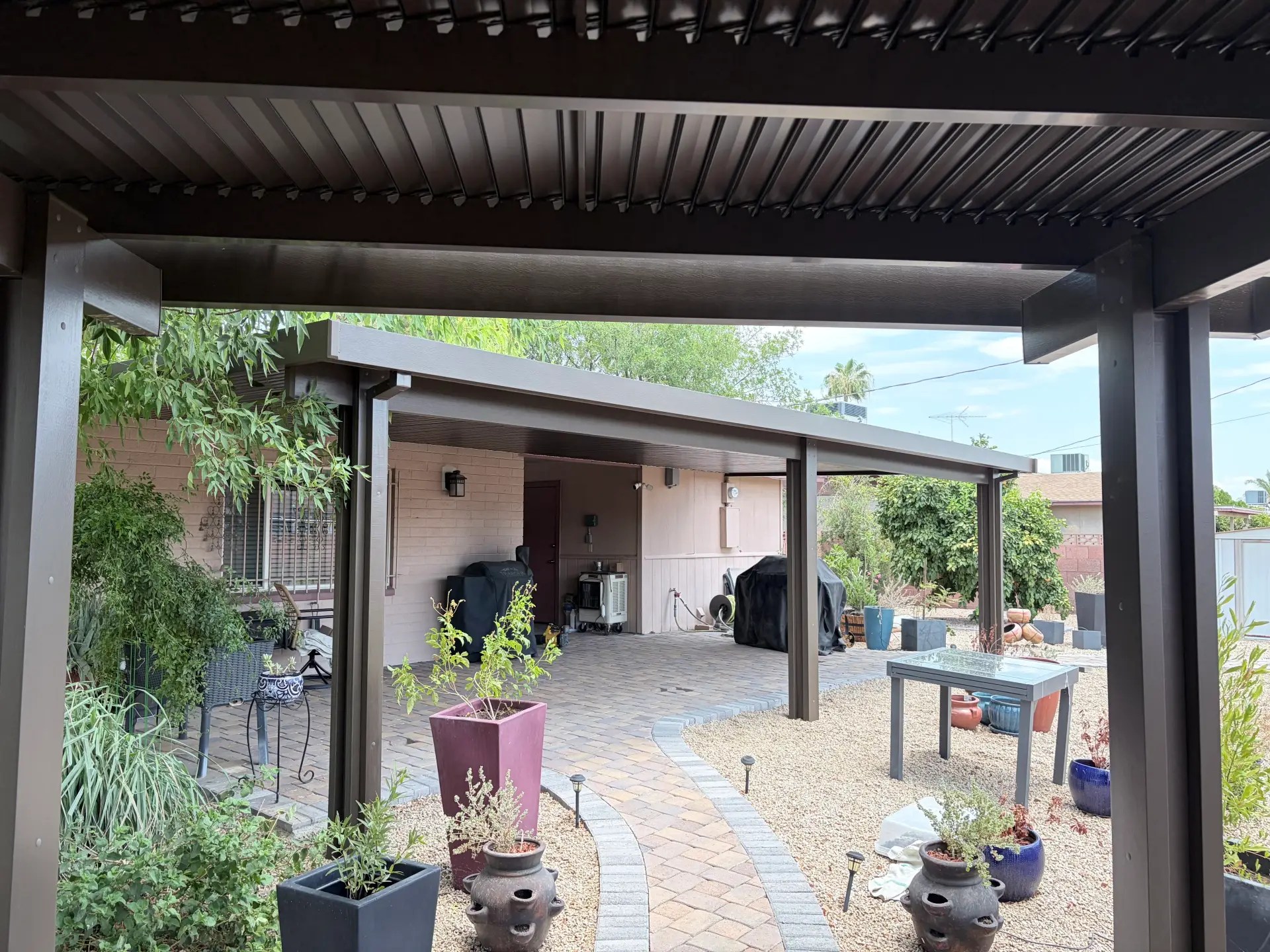 brown-alumawood-pergola-patio-cover-louvered-modern-custom