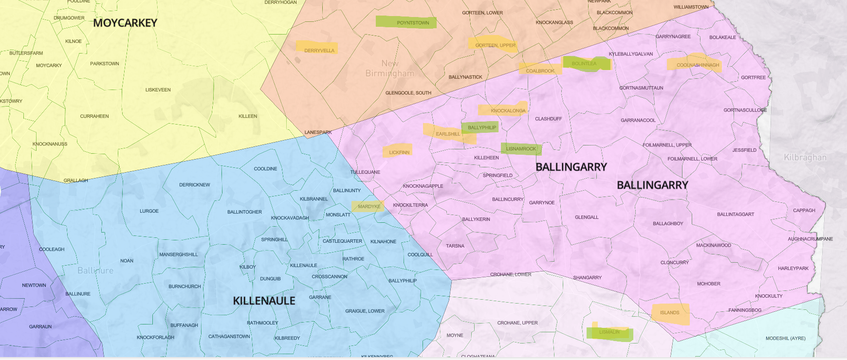 Ballingarry Parish Tipperary Hayde Family History Ballingarry Map With Mark Ups 1 