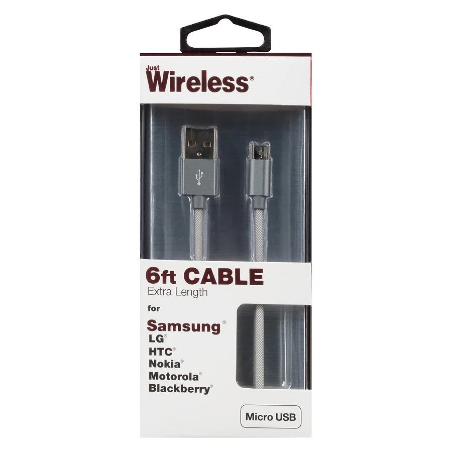 MicroUSB Cbl JW 6' Braid Slate Gry
