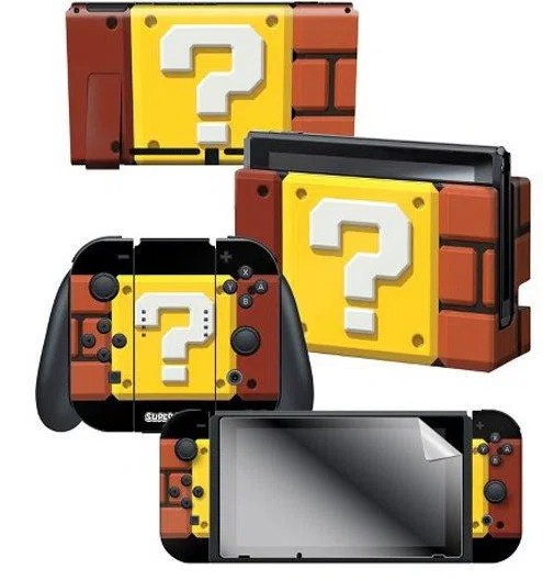 Nintendo Switch Super Mario Blockbuster Skin & Screen Protector Set Joy-Con Dock