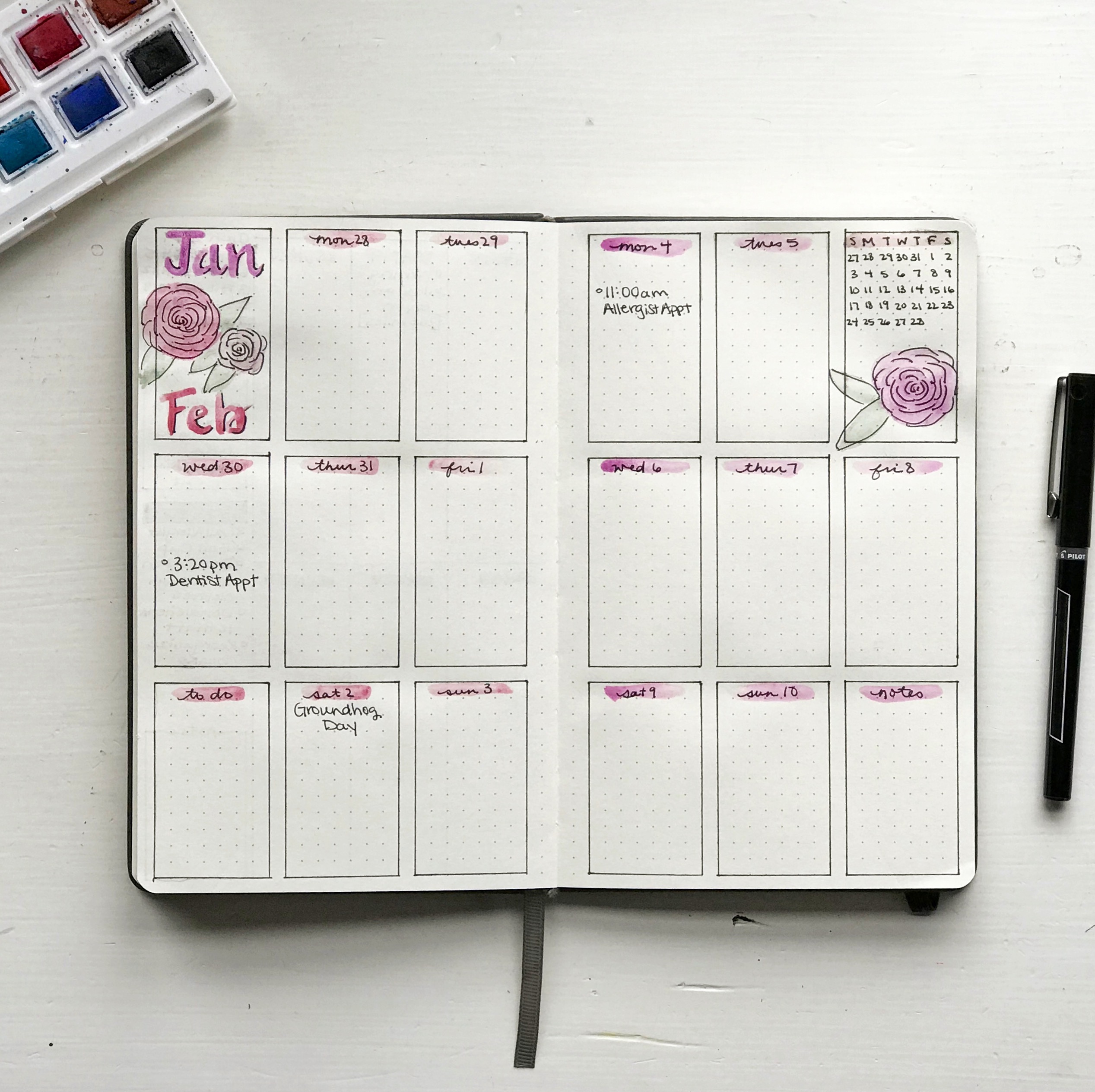Bullet journal biweekly spread