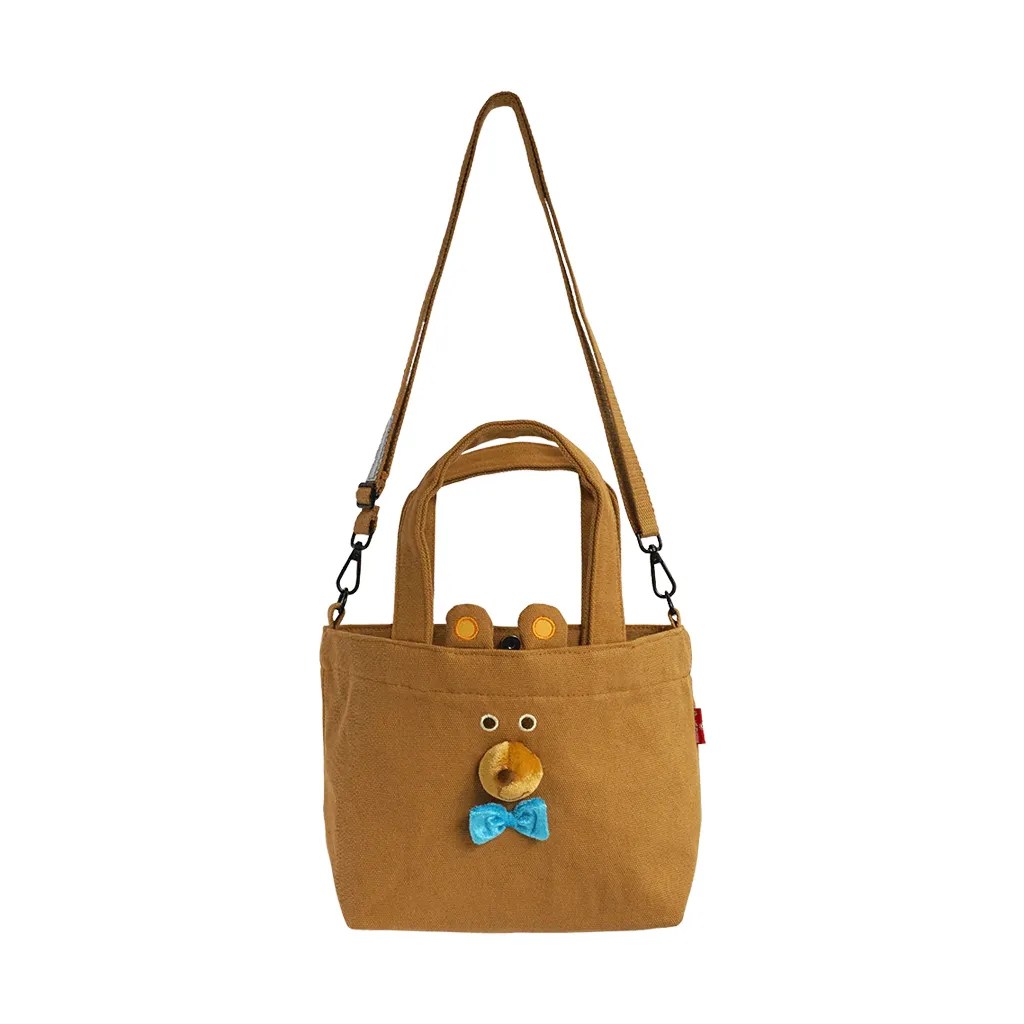052 Gladee Canvas Stroll Mini Tote Bag Bear Brown Cousin 02
