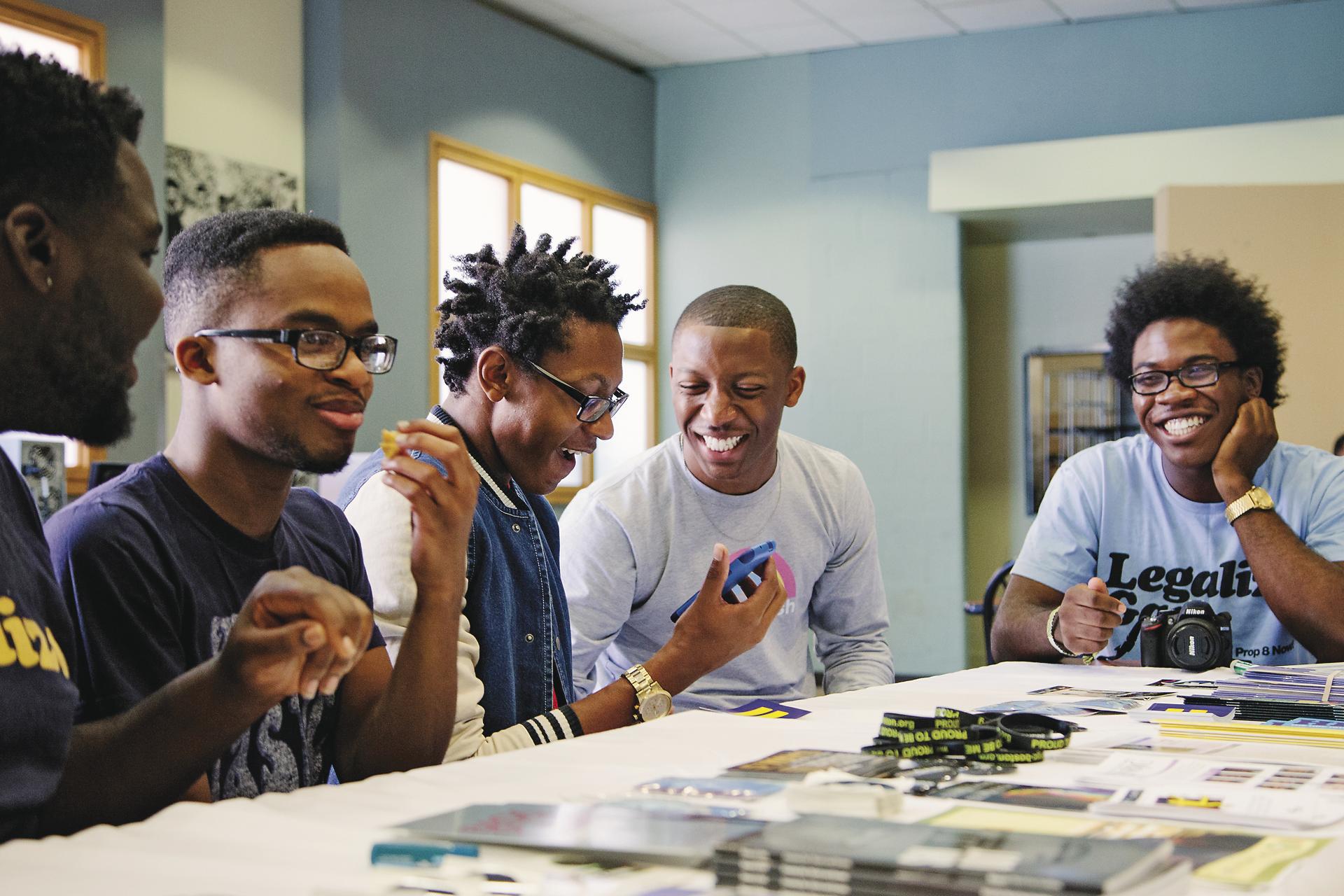 Students sitting in the library studying