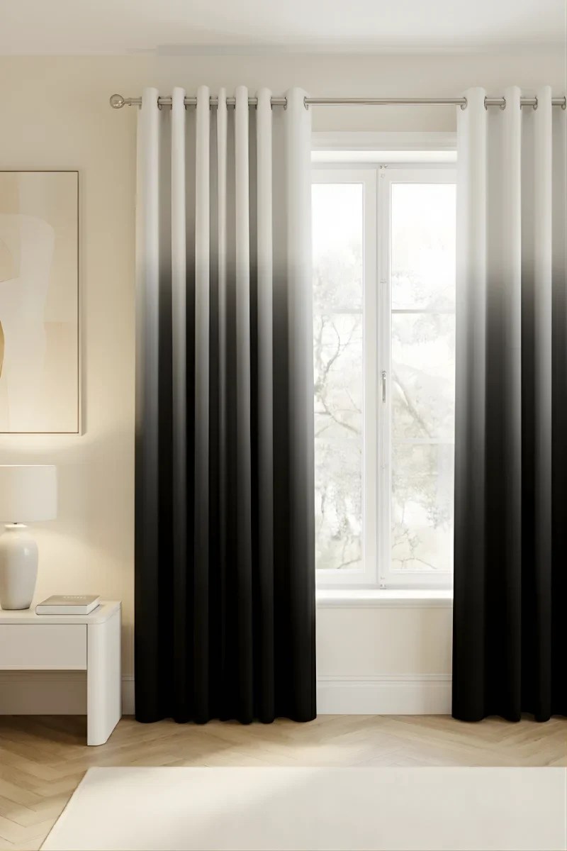 Gradient Curtains dip dye solid black