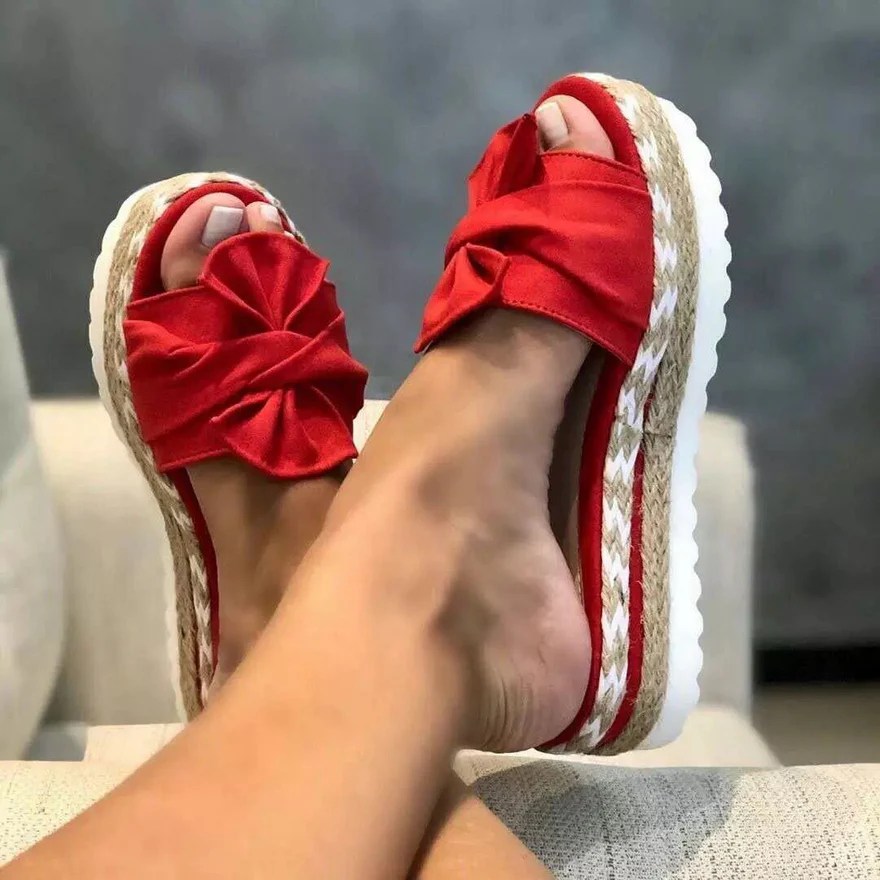Camille Bow Platform Slide Sandals