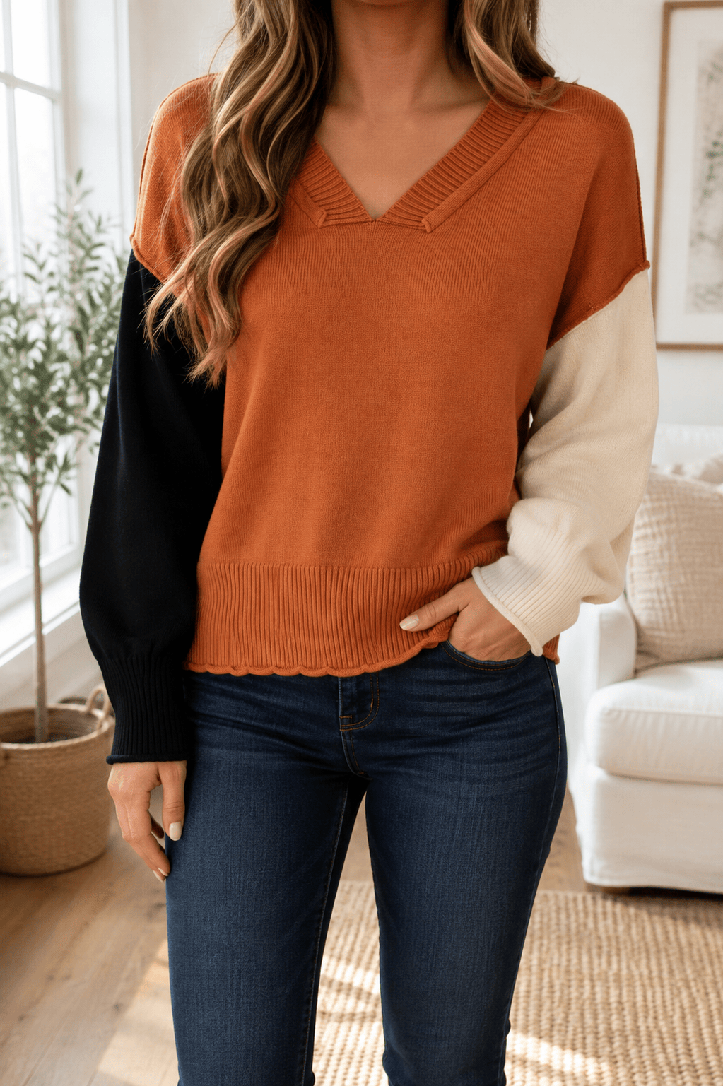 The Briar Colorblock Raw-Edge Sweater