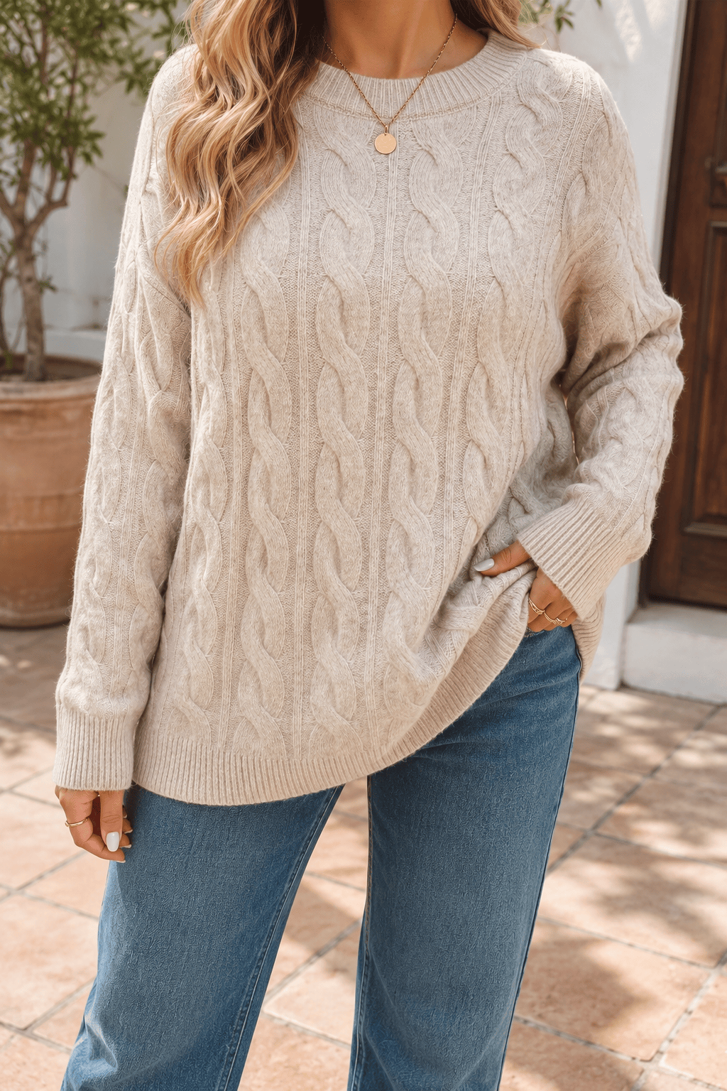 The Evie Oversized Cable-Knit Plus Sweater