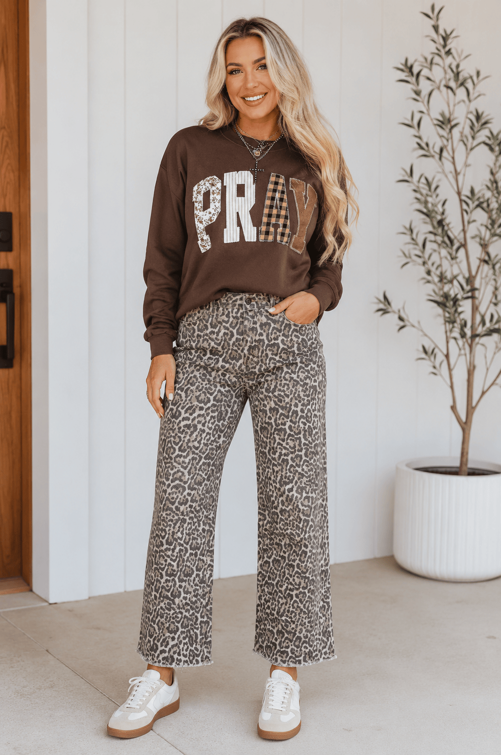 Pray Patchwork Embroidered Pullover