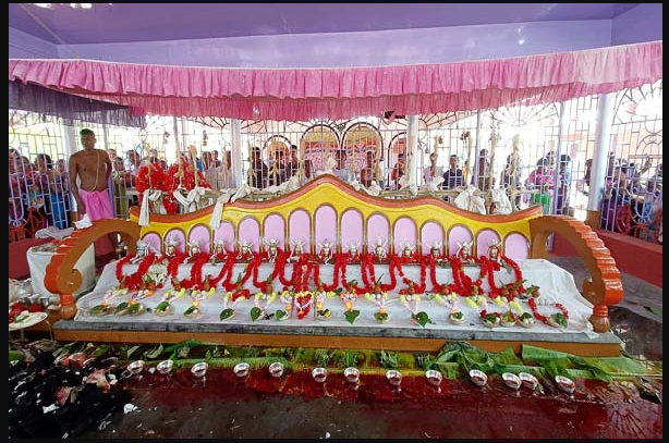 খয়েরপুরে চৌদ্দ দেবতা মন্দিরে ঐতিহ্যবাহী খারচি পূজার স্নান যাত্রা
