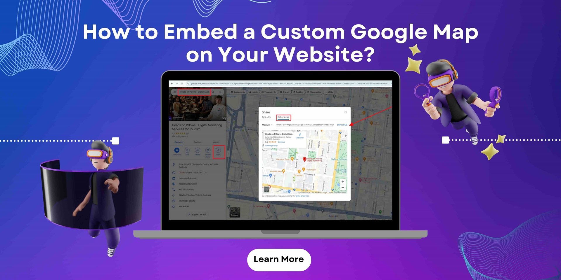 How To Embed A Custom Google Map On Your Website Heads On Pillows How To Embed A Custom Google Map On Your Website 4 