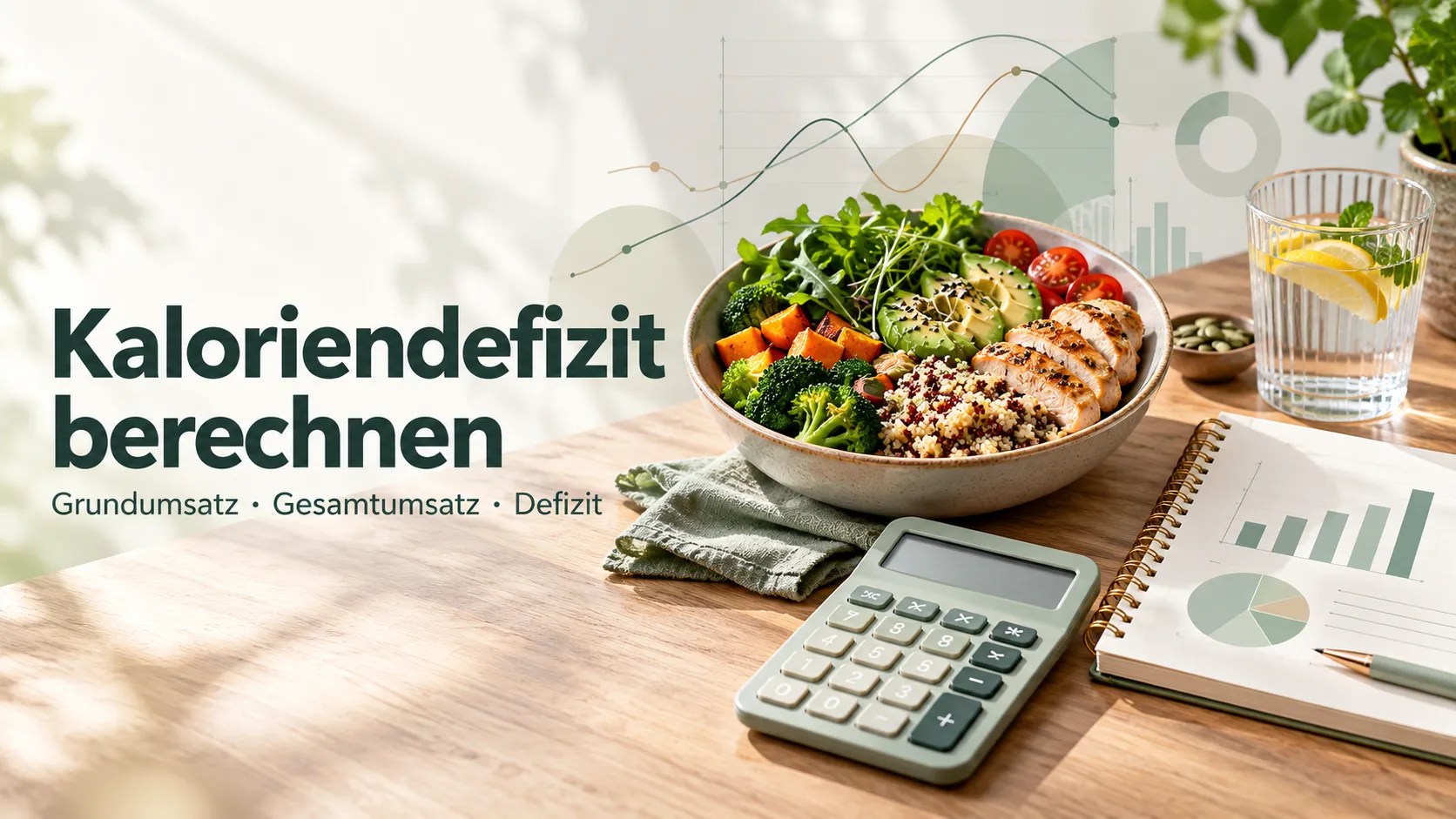 Kaloriendefizit berechnen – Rechner und ausgewogene Ernährung als Symbolbild