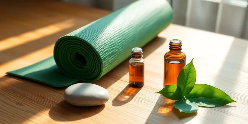 Yoga Mat stone and mint