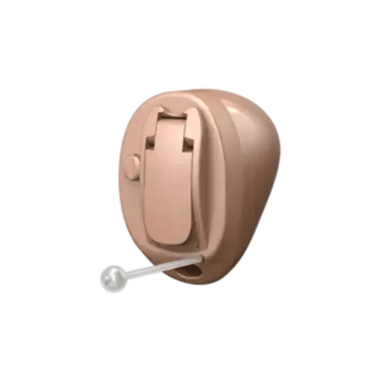 Completely in canal hearing aid with clear sound tube